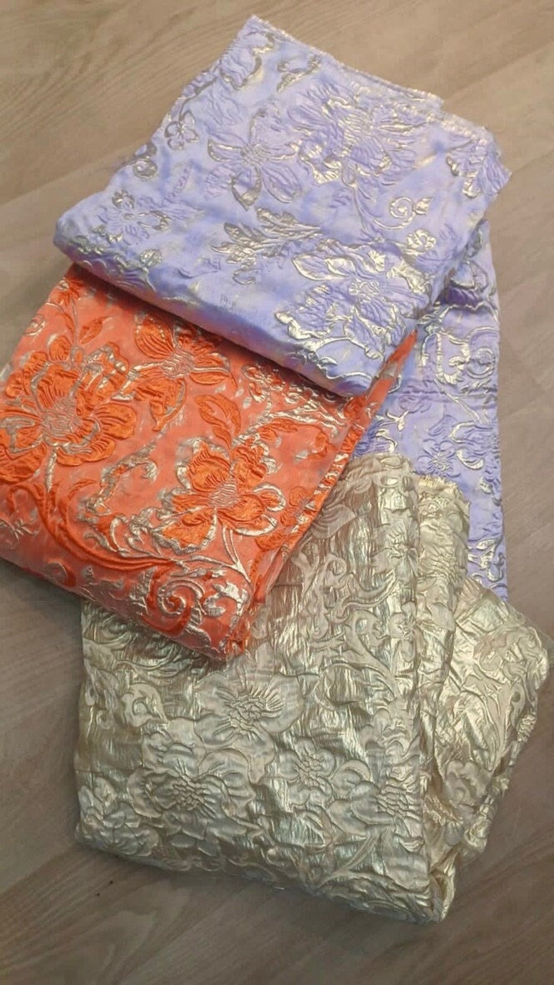 Metallic Gold Brocade Fabric by the Yard Embossed Floral Etsy