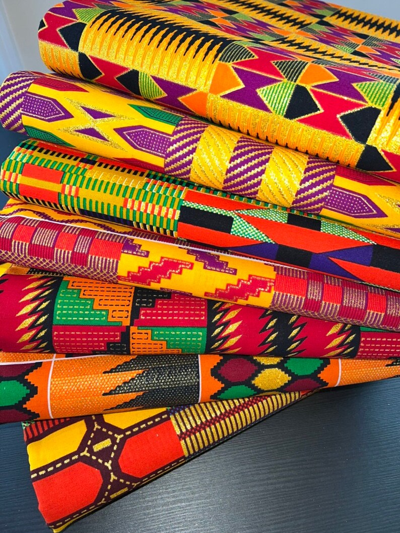 Tissu Africain Ankara En Coton – Imprimé Kente – 36 X 45 Pouces – Neuf