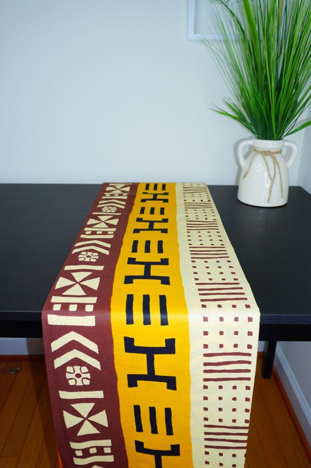 Rustic Modern Table Runner Rustic Boho Table Runner, Mudcloth Print Table Runner, Modern Farmhouse ...