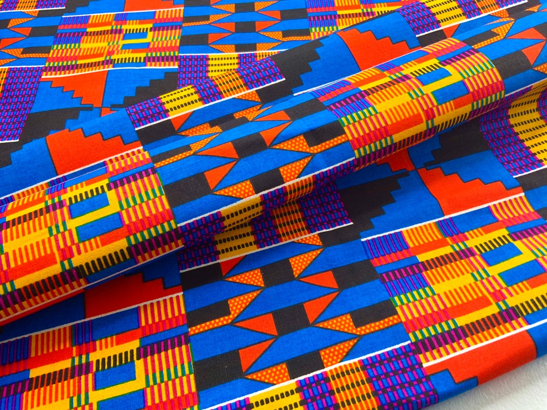 Colorful Kente African Print by the Yard, Ankara Print, African Fabric