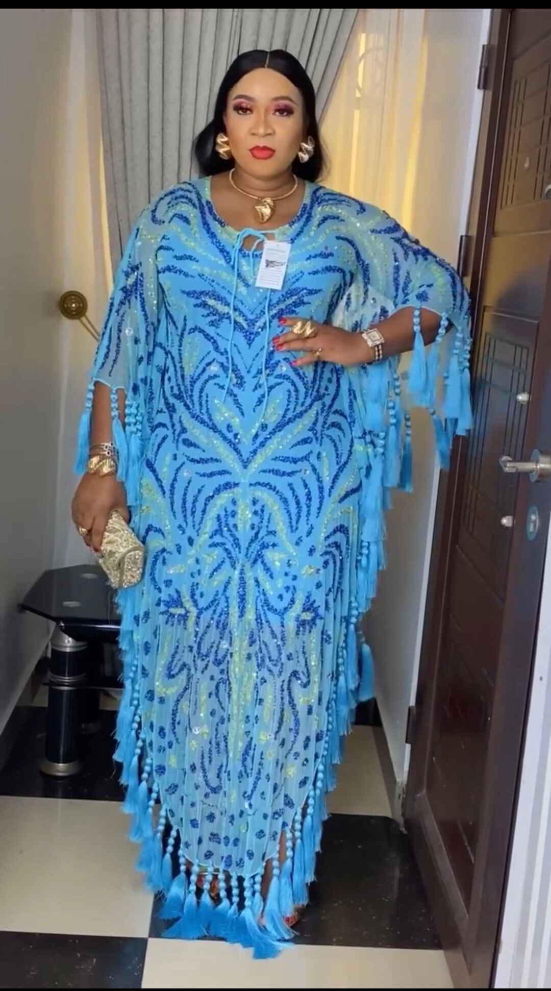 Blue Kaftan Beaded With Tassels African Women Party Dress - Etsy