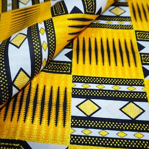 African Fabric By The Yard, Kente Ankara Print, Dressmaking Quilting, Craft DIY Zig Zag Abstract Diamond, Upholstery Spring Home Decor