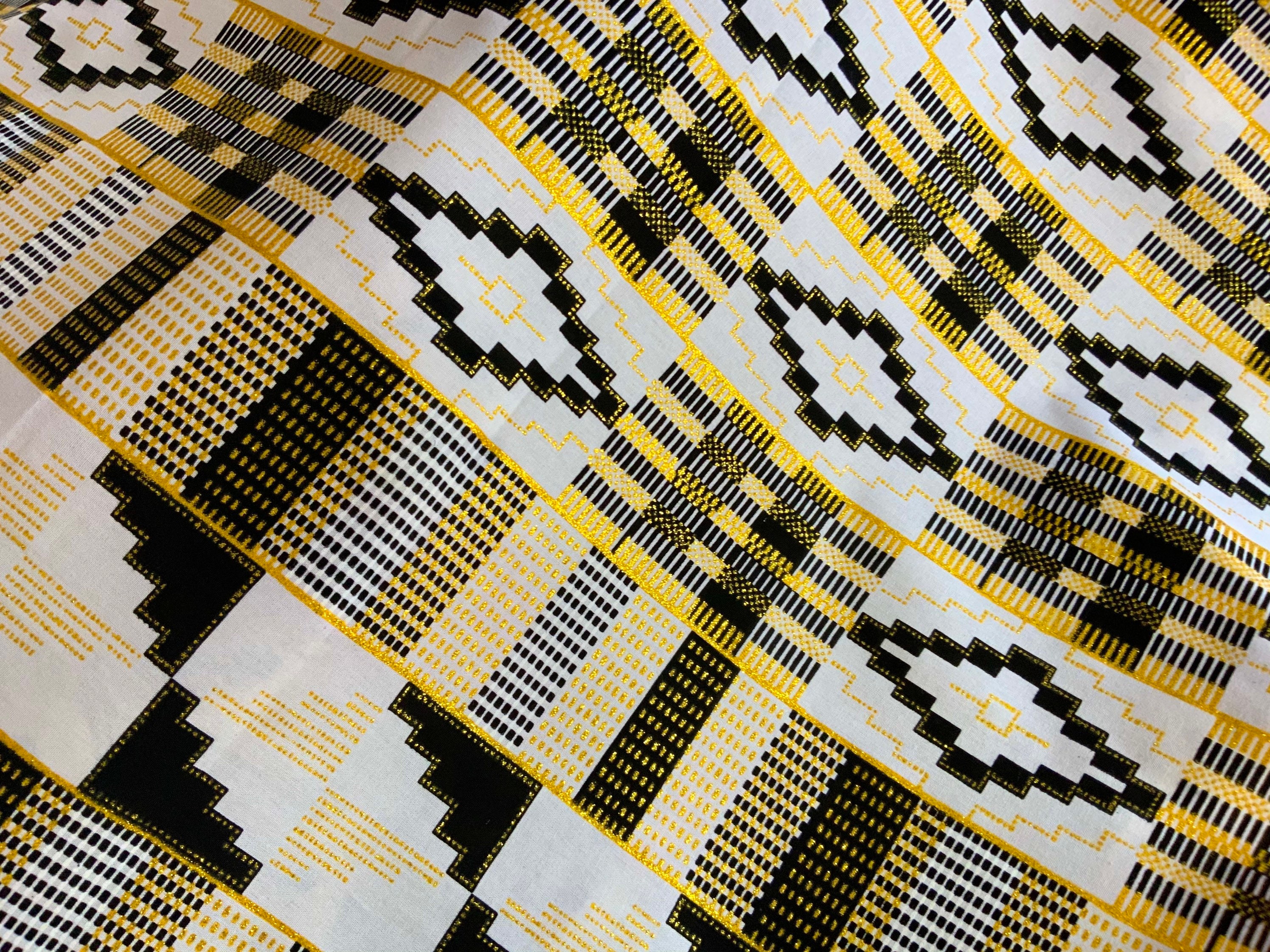 Metallic Gold Fabric by the Yard Kente Abstract Geometric Etsy