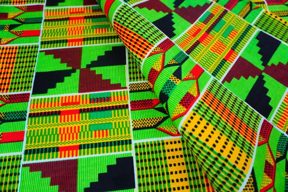 Red Black Green Kente Pattern Ankara Fabric 2 Yards – Reflektion Design