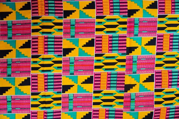Pink African Kente Print Fabric by the Yard Kente Cloth 100% 