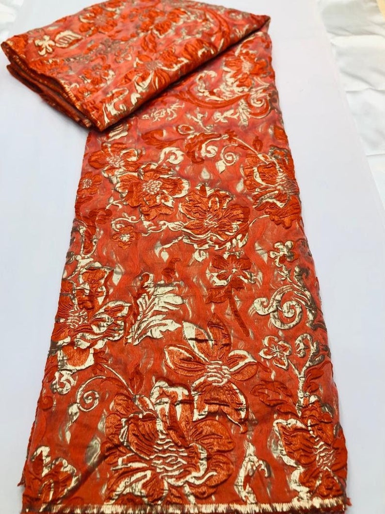 Metallic Gold Brocade Fabric by the Yard Embossed Floral Etsy