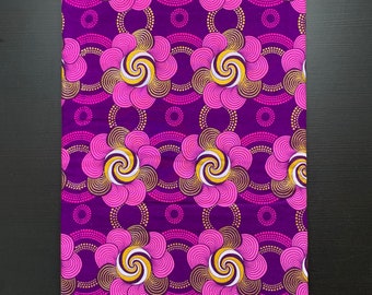Metallic Purple Floral Fabric by the Yard, 100% Cotton Geometric Swirl Mask Head Wrap Clothing Drapery Minimalist Upholstery, Quilting