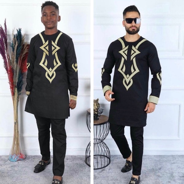 African Family Attire, Father Son Matching Outfits, Cotton Shirt Pants, Wedding Birthday Photoshoot Prom Graduation, Nigerian Party Guest