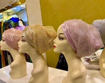 Metallic Gold Turban, Ready To Wear Turban Fashion, Wedding Birthday Party Evening Headwear