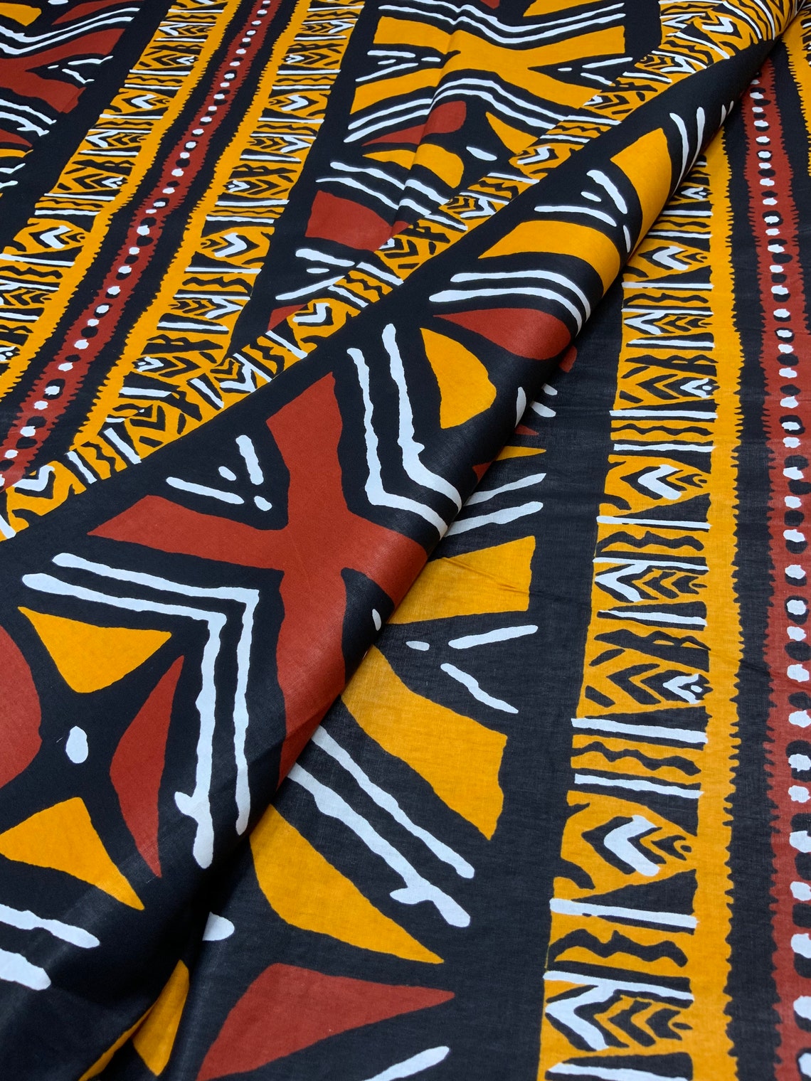 Rustic Mud Cloth Print African Fabric By The Yard Bohemian Etsy