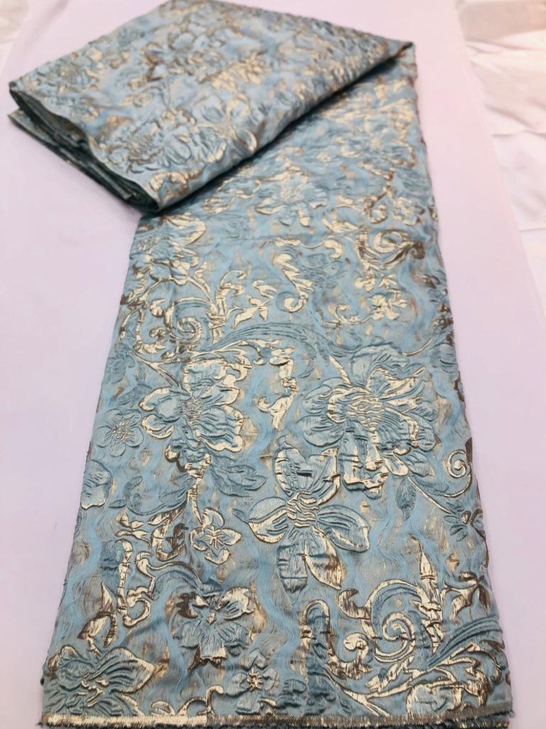 Metallic Gold Brocade Fabric by the Yard Embossed Floral Etsy