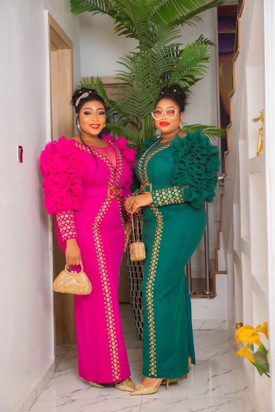 Pink Formal Evening Dress Gold Embellishment, Wedding Guest Dress, Mother of Bride, Dinner