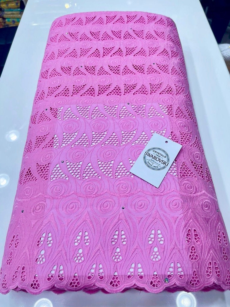 White Swiss Dry Lace Swarovski Crystals Dressmaking Sewing