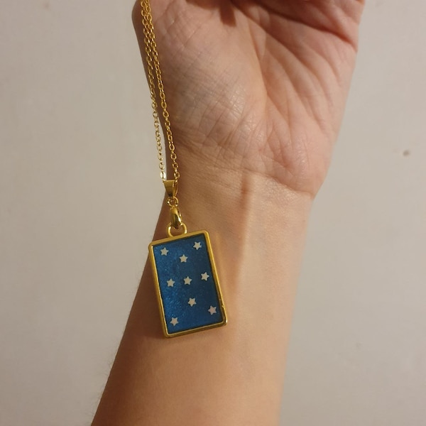 Collier nuit voie lactée en résine uv