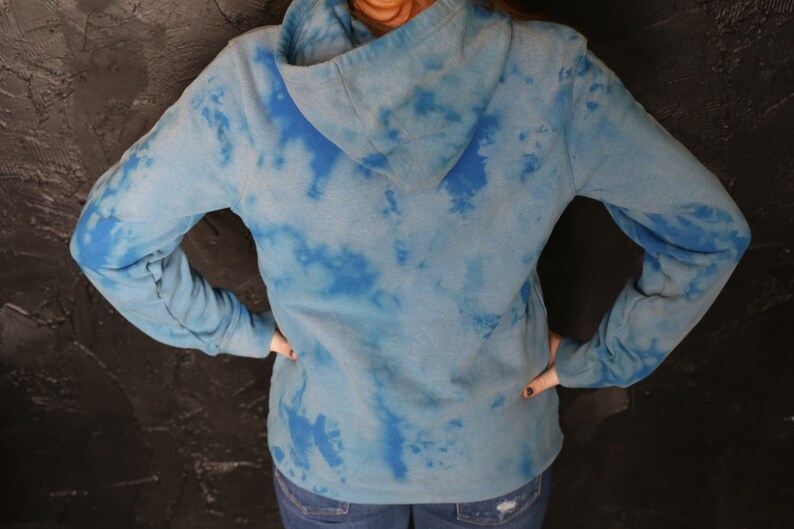 Custom bleach dyed distressed long sleeve hooded sweatshirt Etsy