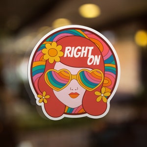 Groovy Right On Sticker, Hippie Chick Gift Ideas