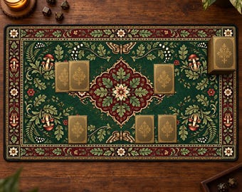 Persian Rug Playmat, Vintage Rug TCG Playmat, Ornate Card Game Mat, Botanical Gaming Desk Mat, Cottagecore Fantasy Playmat