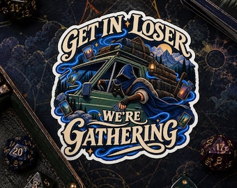 Autocollant « Allez, les nuls, on se réunit ! », autocollant de 7,6 cm pour jeu de cartes fantastique, autocollant « Road Trip de sorciers », cadeau pour joueur de jeux de société
