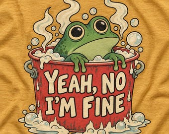 T-shirt grenouille rigolote, T-shirt « Ouais non, ça va », T-shirt humour santé mentale, T-shirt burn-out, Mème grenouille sarcastique, Humour adulte auquel on peut s'identifier