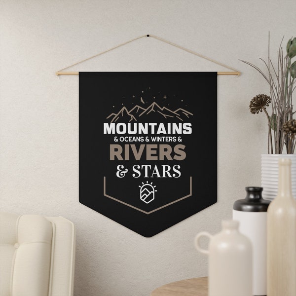 Mountains and Oceans Hanging Wall Pennant, Gift for Fans