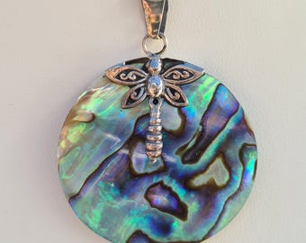 Collar de mariposa de abulón en plata de ley - Servicio de envoltura de regalo disponible