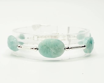 Pulsera de amazonita rusa en plata de ley