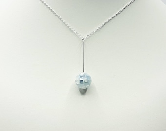 Collar de abulón con mosaico azul en plata de ley