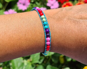 Pulsera de una sola vuelta de magnesita arcoíris