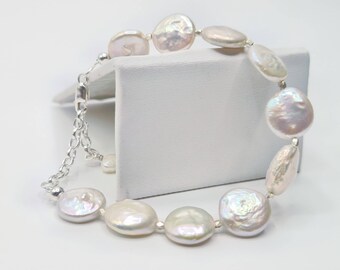 Pulsera de perlas en plata de ley