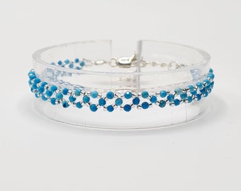 Pulsera de Magnesita Azul en Plata de Ley