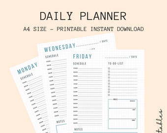 AGENDA GIORNALIERA IN FORMATO A4, Pagine dell'agenda stampabili