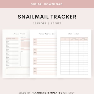 A5 Snailmail Tracker, Printable Penpal Tracker, Mail Tracker, Snailmail Planner, Penpal Record, Penpal Log
