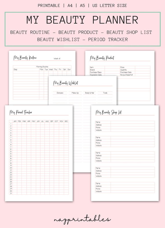beauty planner beauty routine tracker skincare routine etsy