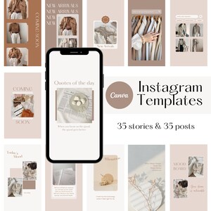 70 Instagram Templates, Canva Templates, Instagram Story Templates, Instagram Post Templates, Neutral Minimal Theme, Canva Design