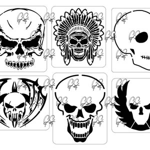 Digital Skull stencil SVG file
