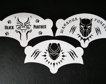 Pochoirs de peinture faciale Black Panther Wakanda (Mylar 190 microns)