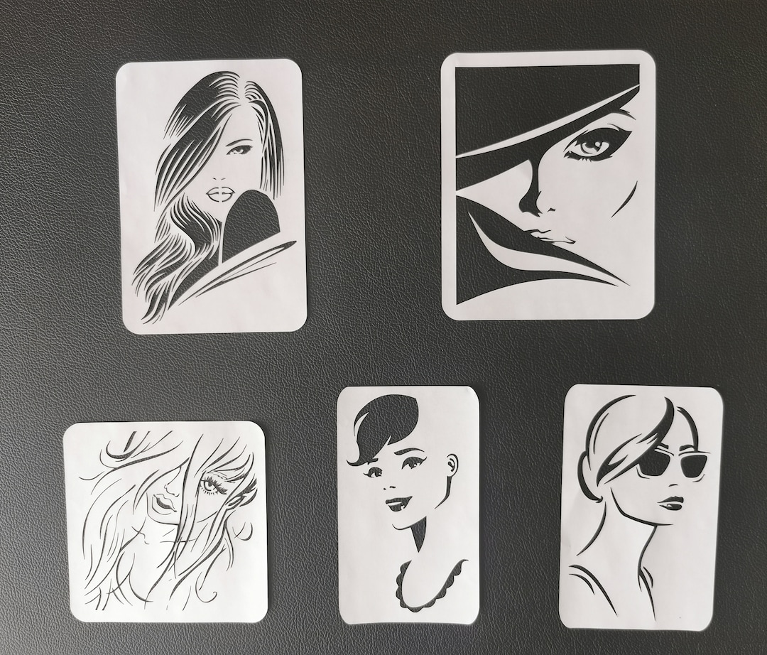 Stencil Set Woman Face Stencils Set Etsy