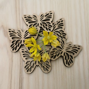5 x papillon en bois (contreplaqué plaqué chêne de 3,6 mm)