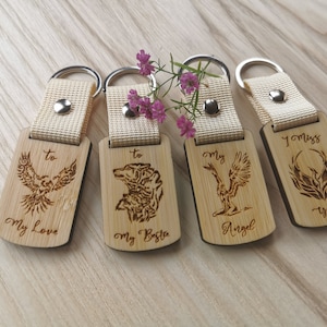 Sleutelhanger - Sleutelhangers Gepersonaliseerde riem en sleutelhanger (Bamboe 5 mm)
