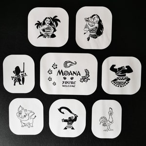 Juego de 2 plantillas de Moana (borde de 1 pulgada), plantillas para pintura corporal y facial, 190 Mylar