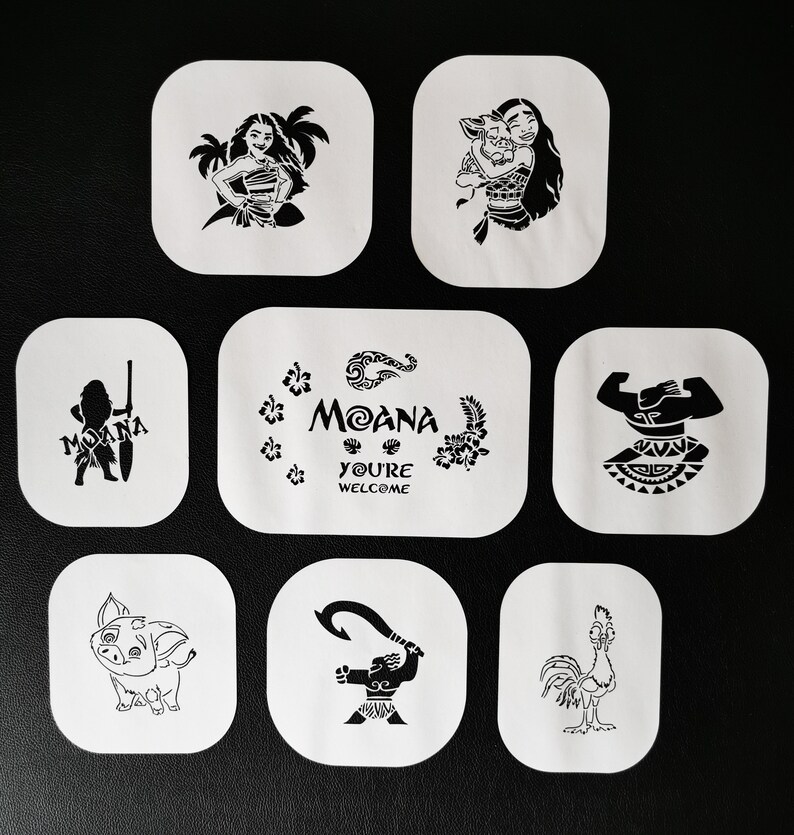 Moana Stencil Set 2 ( 1" Edge ) Body and Face Painting Stencils 190 Mylar - Etsy