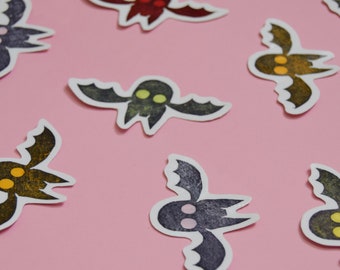 Handmade Block Printed Bat Sticker Set