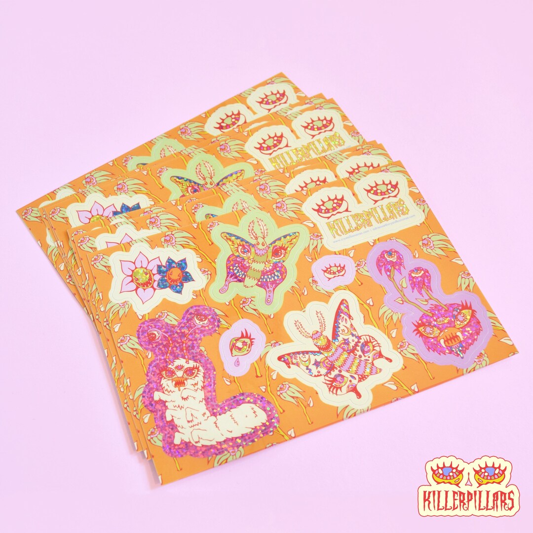 7 X 5 Killerpillar Glitter Sticker Sheet Etsy