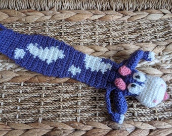 Crochet Cow Funny Bookmark, squashed farm animal page marker, nerd book lover gift