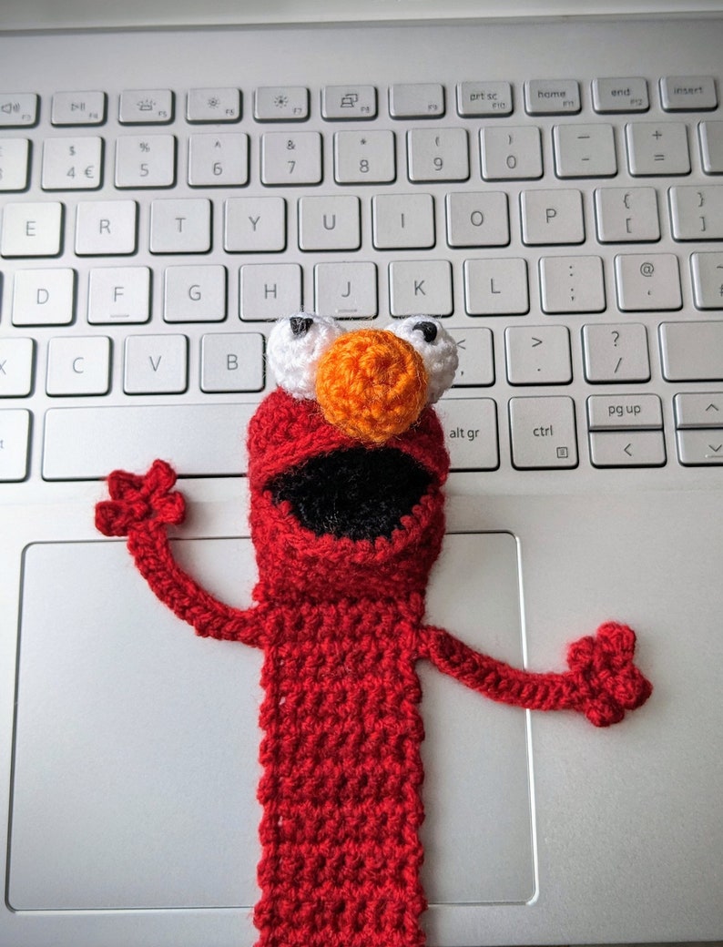 Red Monster Bookmark, Crochet Personalised Book Sign, Keen Reader, Book ...