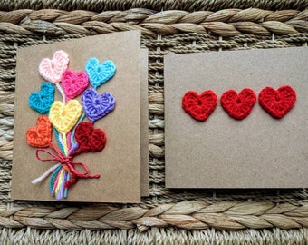 Love card, bouquet of hearts on a craft card, Valentine's day, cotton wedding anniversary I love you card, mother's day granny parent love,