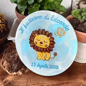 Decorazione per la nascita in legno, dipinta a mano e personalizzata con il nome del bambino