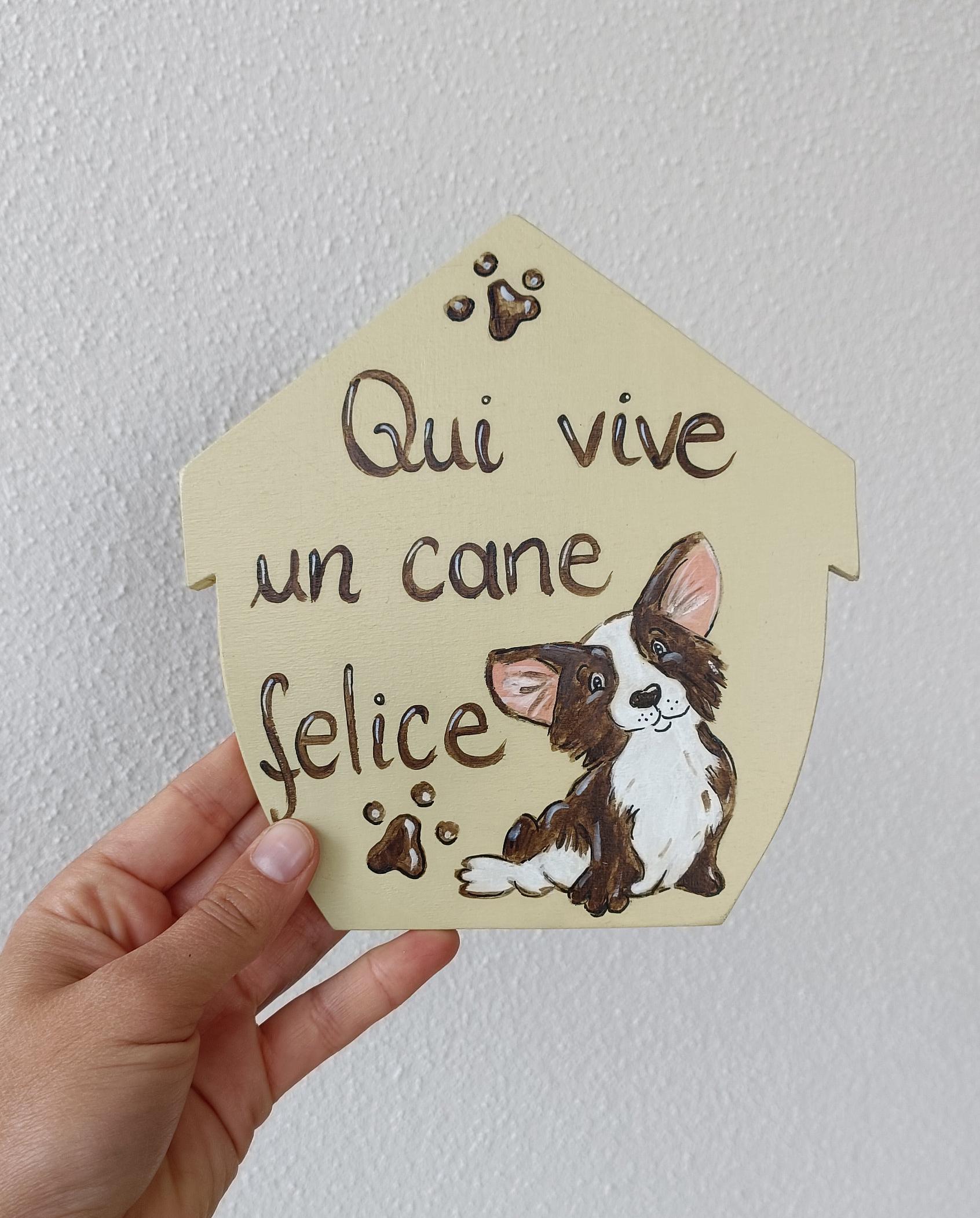 Targa In Legno Con Cane – Decorazione Da Parete 30x13 Cm, Con Corda, Regalo Per Amanti Dei Cani