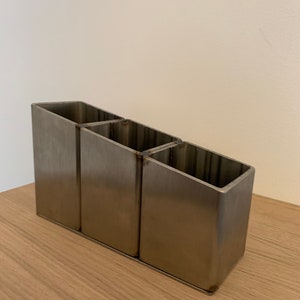 Modern Brushed Stainless Steel Desk Tidy Office Organiser Sleek and Functional image 6