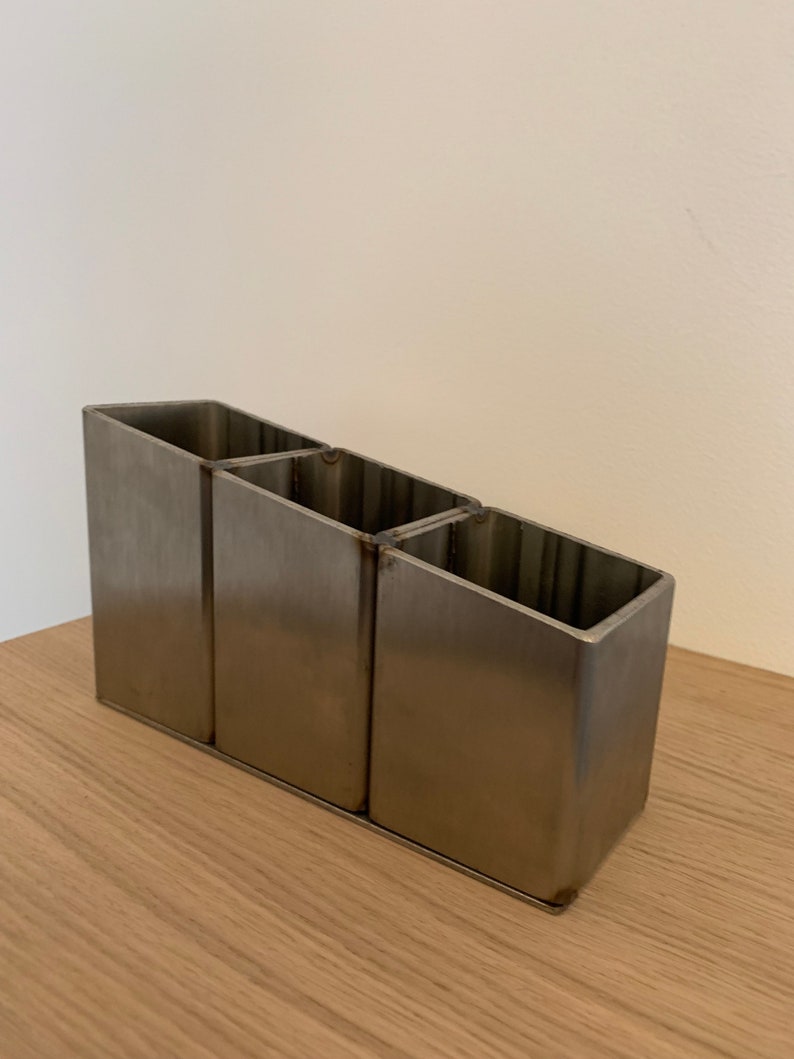 Modern Brushed Stainless Steel Desk Tidy Office Organiser Sleek and Functional image 6